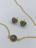Gold Druzy Earrings and Druzy Choker Bridesmaid Jewelry Set, Bridesmaid Gift Set,