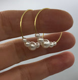 Pearl, gold hoop pearl earrings, silver hoop pearl earrings, small hoops, pearl earrings, boho hoop earrings, silver hoops, bridesmaid gift,