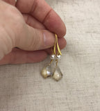 Crystal Rose Gold Pearl Earrings, rose gold earrings, yellow gold, bridesmaid gift, wedding earrings,