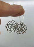 Rose Charm Hoop Earrings, gold hoops, silver hoops,