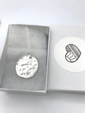 Silver Hammered Disc Necklace, Hammered silver Jewelry, Boho Chic,