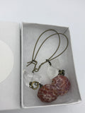 Large over sized clear crystal and fire agate earrings in bronze, gold or silver, boho jewelry,
