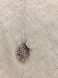 Dried blossom initial necklace, boho jewelry, terrarium jewelry, personalized necklace, Silver initial, graduation gift, purple flower