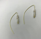 Freshwater pearl earrings, minimalist, sleek, modern, in gold or silver