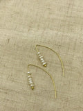 Freshwater pearl earrings, minimalist, sleek, modern, in gold or silver
