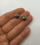 Lapis lazuli, malachite, gray agate, amethyst, rose quartz, pyrite, aquamarine, stud earrings, rose gold, gold, silver, bronze or gunmetal