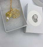 Yellow Gold Rose Necklace, silver flower necklace, initial, bridesmaid gift, pearl, flower girl jewelry, mother of the bride, maid of honor