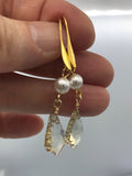 Crystal Rose Gold Pearl Earrings, rose gold earrings, yellow gold, bridesmaid gift, wedding earrings,