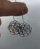 Rose Charm Hoop Earrings, gold hoops, silver hoops,