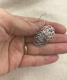 Rose Charm Hoop Earrings, gold hoops, silver hoops,