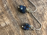 Titanium blue raw druzy stone earrings, raw stone earrings in Rose gold, gold, silver, bronze or gunmetal black,