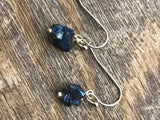 Titanium blue raw druzy stone earrings, raw stone earrings in Rose gold, gold, silver, bronze or gunmetal black,