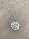 Silver Hammered Disc Necklace, Hammered silver Jewelry, Boho Chic,
