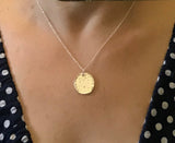 Silver Hammered Disc Necklace, Hammered silver Jewelry, Boho Chic,