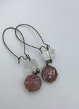 Large over sized clear crystal and fire agate earrings in bronze, gold or silver, boho jewelry,