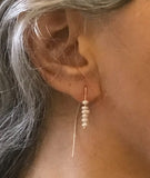 Freshwater pearl earrings, minimalist, sleek, modern, in gold or silver