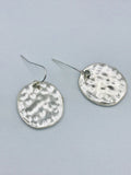 Silver hammered disc dangle earrings, boho earrings, earrings, silver earrings, everyday earrings, bridesmaids gift, boho jewelry,