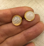 Lapis lazuli, malachite, gray agate, amethyst, rose quartz, pyrite, aquamarine, stud earrings, rose gold, gold, silver, bronze or gunmetal