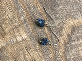 Titanium blue raw druzy stone earrings, raw stone earrings in Rose gold, gold, silver, bronze or gunmetal black,