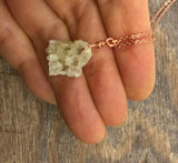 Raw crystal necklace, raw druzy necklace, rose gold jewelry, natural stone jewelry, boho jewelry, raw stone necklace,