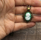 Cameo necklace, dainty cameo necklaces, vintage look cameo