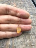 Raw crystal citrine stone necklace in Rose gold, gold or silver, perfect birthstone necklace