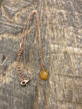 Raw crystal citrine stone necklace in Rose gold, gold or silver, perfect birthstone necklace