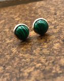 Dainty Malachite stud earrings in rose gold, gold or silver,bridesmaid gift, boho jewelry, boho earrings, gift