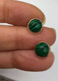 Dainty Malachite stud earrings in rose gold, gold or silver,bridesmaid gift, boho jewelry, boho earrings, gift