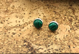 Dainty Malachite stud earrings in rose gold, gold or silver,bridesmaid gift, boho jewelry, boho earrings, gift