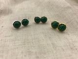 Dainty Malachite stud earrings in rose gold, gold or silver,bridesmaid gift, boho jewelry, boho earrings, gift