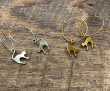 Cat Hoop Earrings, silver hoops cat earrings, gold cat hoop earrings, halloween cat earrings, spooky cat,