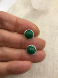 Dainty Malachite stud earrings in rose gold, gold or silver,bridesmaid gift, boho jewelry, boho earrings, gift