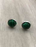 Dainty Malachite stud earrings in rose gold, gold or silver,bridesmaid gift, boho jewelry, boho earrings, gift
