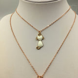 Kitten choker,  Rose Gold Kitty Cat Enamel Charm Necklace,