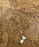 Kitten choker,  Rose Gold Kitty Cat Enamel Charm Necklace,