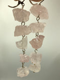 Raw rose quartz chunk dangle earrings in Rose gold, silver, gold or bronze