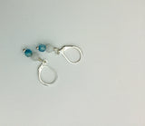 Tiny drop earrings with moonstone and blue agate, dainty boho jewelry gift for her,