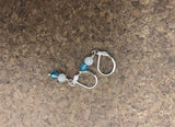 Tiny drop earrings with moonstone and blue agate, dainty boho jewelry gift for her,