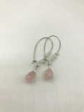 Rose quartz, moonstone earrings, in gold, silver or bronze earrings, blush pink, boho earrings, gift for her, handmade, jewelry, earrings,