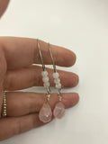 Rose quartz, moonstone earrings, in gold, silver or bronze earrings, blush pink, boho earrings, gift for her, handmade, jewelry, earrings,