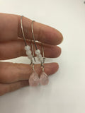 Rose quartz, moonstone earrings, in gold, silver or bronze earrings, blush pink, boho earrings, gift for her, handmade, jewelry, earrings,