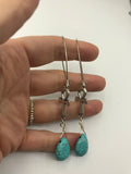 Ankh and turquoise drop long dangly boho Earrings