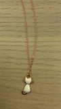 Kitten choker,  Rose Gold Kitty Cat Enamel Charm Necklace,