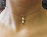 Kitten choker,  Rose Gold Kitty Cat Enamel Charm Necklace,