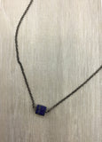 Raw lapis lazuli choker in gunmetal black, bronze, gold, rose gold, or silver, blue necklace