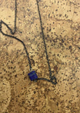 Raw lapis lazuli choker in gunmetal black, bronze, gold, rose gold, or silver, blue necklace