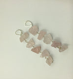 Raw rose quartz chunk dangle earrings in Rose gold, silver, gold or bronze