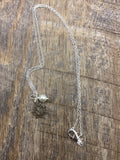 Silver lotus flower necklace with pearl jewelry gift