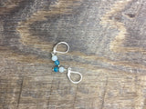 Tiny drop earrings with moonstone and blue agate, dainty boho jewelry gift for her,